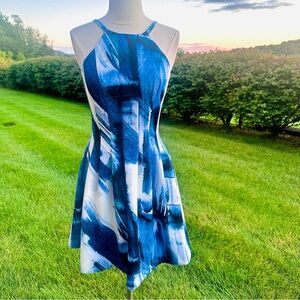 Vince Camuto Blue and White Mini Dress